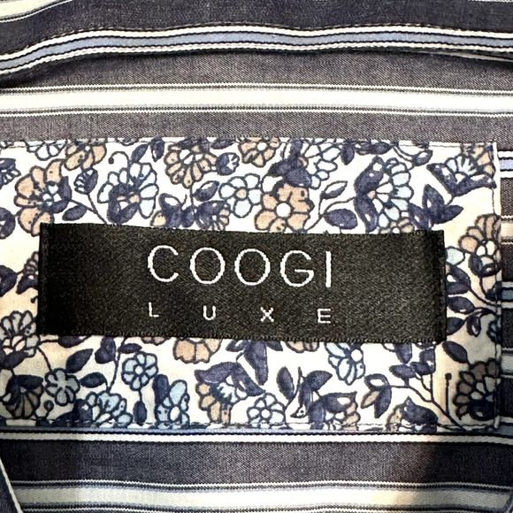 Coogi Luxe Mens Button Down Shirt Long Sleeve Size Large 16.5/17 Floral Trim - Picture 3 of 11